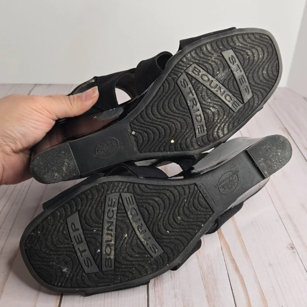 LifeStride Simply Comfort Faith Black Wedge Sandals Women’s 8.5